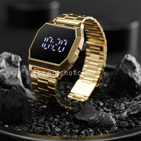 Relógio Digital Led Gold
